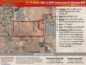 77 Acres - NEC 11 Mile Corner and AZ Western Blvd PKG Updated