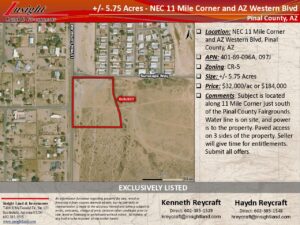 5.75 Acres - NEC 11 Mile Corner and AZ Western Blvd PKG
